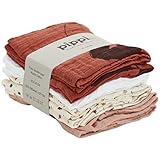 Pippi Unisex Baby Organic Cloth Muslin Lätzchen, Redwood, 65x65