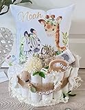 Windeltorte mit Name | Kuschelkissen Giraffe Zebra | personalisiert | Geschenk zur Geburt...