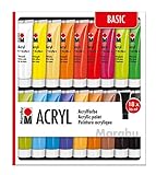 Marabu 1210000000201 - Acrylfarben Set Basic, mit 18 x 36 ml Farbe, auf Wasserbasis, für...