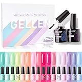 Gellen Nagellack Set 16 Farblack + Base Coat + Top Coat UV Gel, 18Stk Gellack...