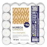 Horeca Candles - Teelichter mit 4 Stunden Brenndauer - 50 Stück, Weiß - Ohne...