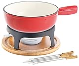 Rosenstein & Söhne Fondue: Käsefondue-Set aus emailliertem Gusseisen, Ø24 cm...