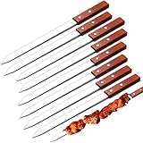 Grillspieße Edelstahl, 8 Stücke Flach Extra Breit Kebab Spieß, 38cm Schaschlikspieße,...