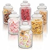 Praknu 6er Set Bonbonglas mit Deckel Groß 1L - Candy Bar Gläser - Luftdicht - Mit...