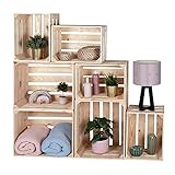 LAUBLUST 7er Set Vintage Holzkisten - Kisten in 2 Größen, 50x40x30cm /...