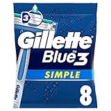 Gillette Blue 3 Simple Einwegrasierer Männer mit verbesserten Gleitstreifen Rasierer, 8...