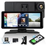 CAMECHO Wireless Apple CarPlay Android Auto Tragbarer Autoradio mit 4K Frontkamera, 6,86'...