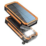 Solar Powerbank 27.000 mAh, PD20W Wasserdichtes Solar Ladegerät USB C Externer Akku...