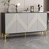 Caldion Sideboard Wohnzimmer Holz Kommode mit Regalen und 2 Pop-up-Türen Kleines...