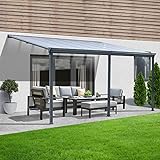 HOME DELUXE - Terrassenüberdachung SOLIS - Grau - B/T/H: 495 x 303 x 226/278 cm...