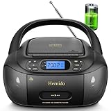 Hernido CD-Player mit Kassette, CD Boombox mit Bluetooth, UKW-Radio, Eingebauten...