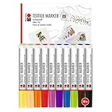 Marabu Textile Marker, 10er Set Textilstifte für helle Stoffe, Stoffmalstifte...