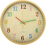 WUWEOT Wanduhr Kinder Lautlos 30cm Kinderwanduhr Wall Clock Modern Quartz...