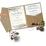 50 Stück Pocketfold Kraftpapier Hochzeitskarte blanko I 121 x 158 mm für DIN B6 Umschlag...