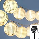 CozyHome LED Lampion Solar Lichterkette Aussen | 7 Meter Gesamtlänge | 20 LEDs warm-weiß...