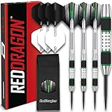 RED DRAGON Evos: 24 Gram Grün Tungsten Dartpfeile Profi Steel Darts Set mit...