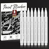 ABEIER Weißer Stift, 8 Stück weißer Marker,0.7mm feine Spitze,Acryl Weiß Permanent...