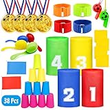 Chennyfun Hüpfsäcke Spielset, 8 in 1 Set, Garten Spiele für Kindergeburtstag,...