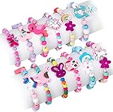 Tacobear 12Stk Holz Armbänder für Mädchen Einhorn Armband Blumen Tiere Eule...