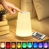 Taipow LED Nachttischlampe Touch Dimmbar mit Fernbedienung, Rgb Farbwechsel...