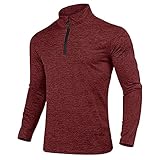 KEFITEVD Sport Pullover Herren mit 1/2 Zip Laufshirt Fleece Wander Jogging...