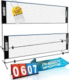 PHIBER-SPORTS Badmintonnetz, Federballnetz – 420cm, 3-Fach Höhenverstellbar +...