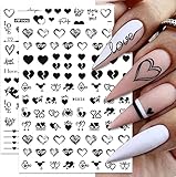 8 Blatt Nagelsticker Valentinstag Nagelaufkleber Selbstklebend Liebhaber des schwarzen...