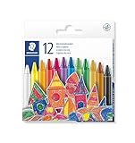 STAEDTLER Wachsmalkreide, leuchtende Farben, 8 mm Durchmesser, mit Papiermanschette, 12...