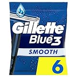 Gillette Blue3 Smooth Einwegrasierer Männer, 6 Rasierer mit 3-fach Klinge, Nassrasierer...