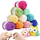 YINVA Häkelgarn 10 Farben x 25g Acryl Wolle Zum Häkeln 70M Dicke Wolle Zum Stricken...