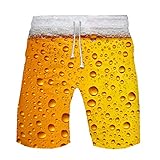 YEBIRAL Herren Shorts Lustig Bier 3D Druck Kurze Hose Schnelltrocknend Badehose, Sommer...