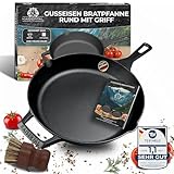 KAISERTAL® Gusseisenpfanne inkl. Reinigungsbürste - 30cm Premium Pfanne Gusseisen. Die...