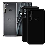 TTJ [2 Stück Schwarz Hülle für HTC Desire 20 Pro, Handyhülle Crystal...