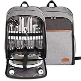 Picknickrucksack 4 Personen mit Geschirr - Picknick Set mit Kühltasche viel...