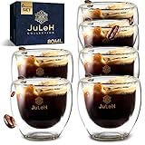 JuLeH Design Espressotassen (6 x 80ml) - doppelwandige Espressogläser 6Set -...