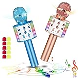 2er Set Drahtloses Bluetooth Mikrofon Karaoke Mit LED-Leuchten Tragbare Handheld Singen...