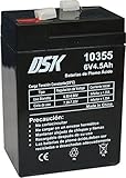 DSK 10355 - Versiegelte wiederaufladbare AGM-Bleibatterie mit 6 V und 4,5 Ah. Ideal für...