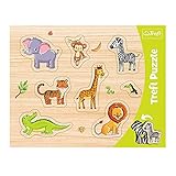 Trefl, Konturenpuzzle mit Unterlage, Lift-Out Puzzle, Exotische Tiere, für Kinder ab 2...