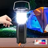 LED Campinglampe Solar, Kurbellampe Camping Laterne, Campingleuchte mit Handkurbel,...