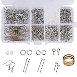 Schmuckherstellung Set, Schmuck Basteln Zubehör, Ohrring Reparatur Set mit Ohrring Haken,...