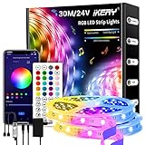 IKERY Led Strip 30M 24V 5050 RGB 16 Mio. Farben Led Streifen Farbwechsel dimmbar Sync mit...