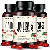 BRAINEFFECT Premium Omega 3 Kapseln aus 100% Krillöl (Ungestreckt) | Höchster Omega...