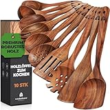 Holz Kochbesteck-Set, flacher Bratwender Wokwender Pfannenwender Spaghetti-Zange...