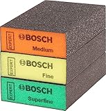 Bosch Professional 3x Expert S471 Standard Blöcke (Schleifschwamm für Weichholz, Farbe...