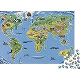 Puzzles 300 Teile Weltkarte der Tiere Puzzle Erwachsene Und Kinder Puzzle Puzzles Map...