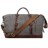 S-ZONE Reisetasche 52-55L Vintage Canvas Crazy Horse Leder Trim Unisex Handgepäck...