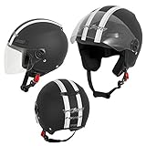 A-Pro Motorradhelm Motorrad Roller Offenes Jet Helm Viser ECE 22 05 Matt Schwarz XL