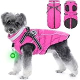 HezzLuv Hundemantel Winter, Hundemantel Wasserdicht, Warme Hundejacke mit Geschirr,...