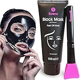 Das ORIGINAL - SOENA® Black Mask + MASKENPINSEL | XXL Tube 100 ml | Entfernt Mitesser –...