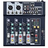 Weymic Professioneller Mixer | 4-Kanal-2-Bus-Mixer/mit USB-Audio-Schnittstelle,...